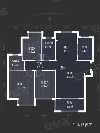 绿地玫瑰城3室2厅2卫109.83㎡南165万