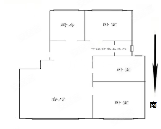 保利东郡3室1厅1卫88㎡南北64万