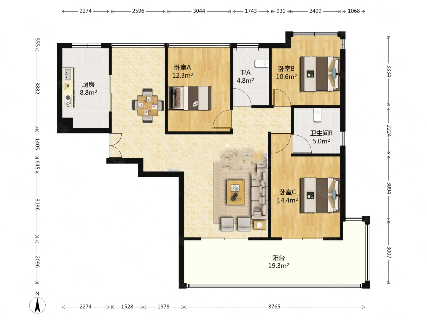 中铁和畅园电梯房精装修三室两厅朝南采光好123平278万