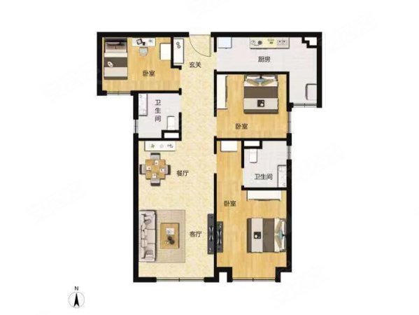 万科璞悦臻园3室2厅2卫105㎡南北126万