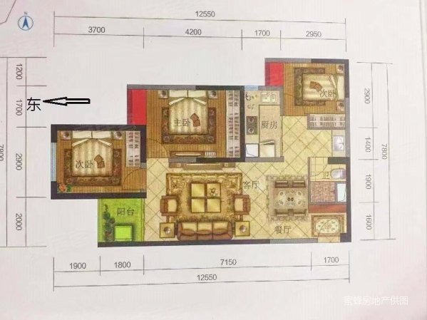 俊发城金盏苑3室2厅1卫89㎡东79万