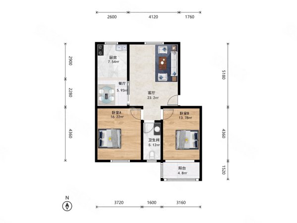 桃源春居2室2厅1卫76.67㎡南290万