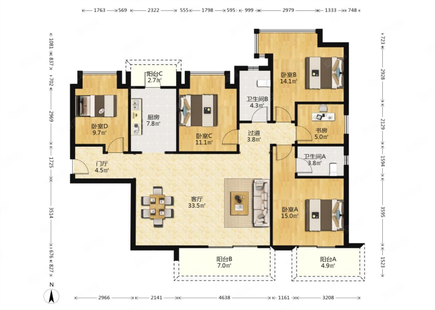 保利天禧 江景平层 东边户 楼层视野好 双地铁口