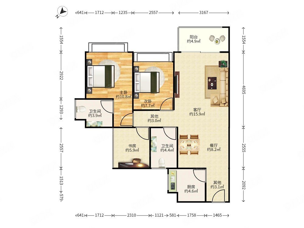 次新小区(精装3房,东南向,客厅出阳台)上善梧桐苑