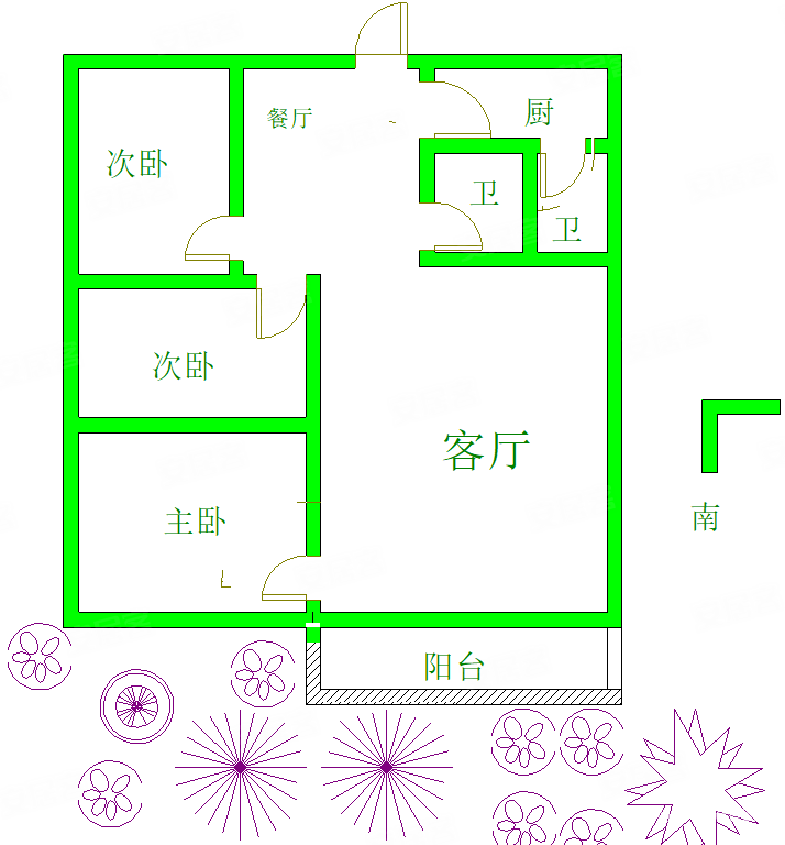 一方新苑3室2厅2卫104.41㎡南60万