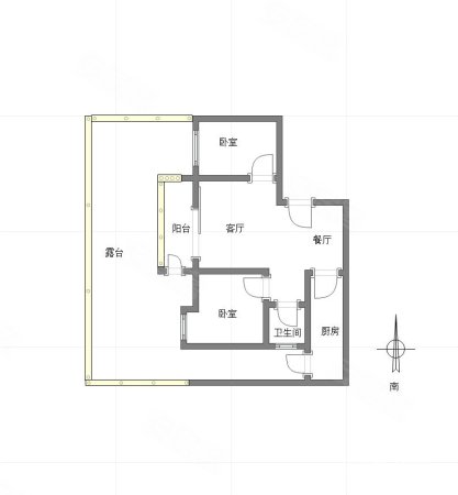 万达广场铭邸2室2厅1卫80.59㎡南北92万