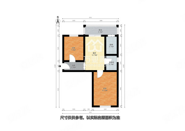 北安里2室1厅1卫74㎡南北59.4万