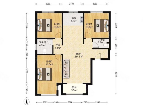 潮白晓月(香河)3室2厅2卫119㎡南北110万