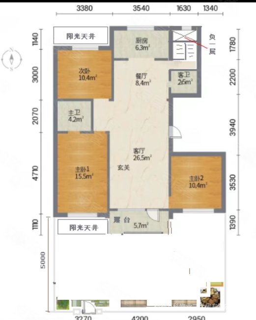 金石小镇3室1厅1卫110.58㎡南北135万