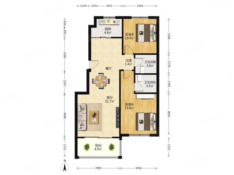 电梯7层洋房东户两卫带地下室车位泉城花园匡山