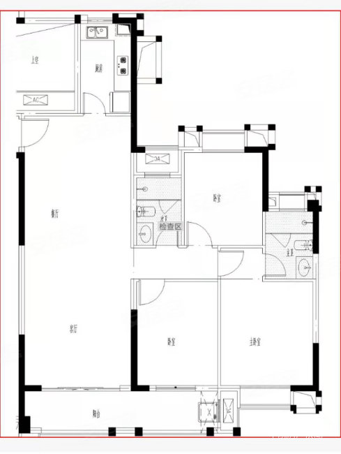 新华家园3室2厅2卫118㎡南北178万