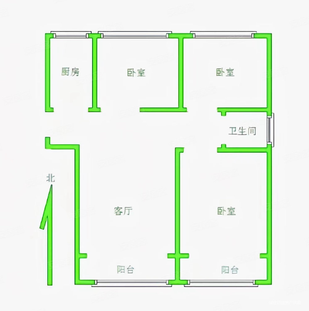 锦东茗郡3室2厅1卫108.21㎡南北97万