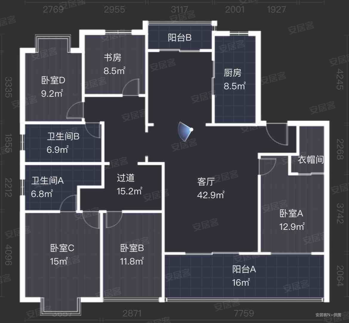 玖珑湾4室2厅3卫198.4㎡南580万