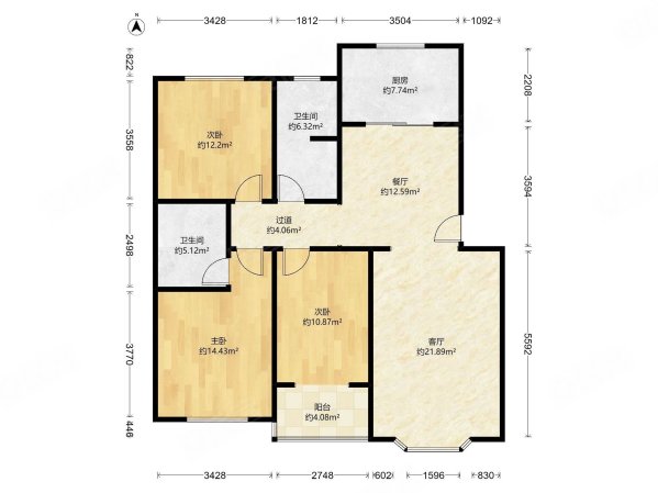 热一小区3室2厅2卫134.46㎡南北185万