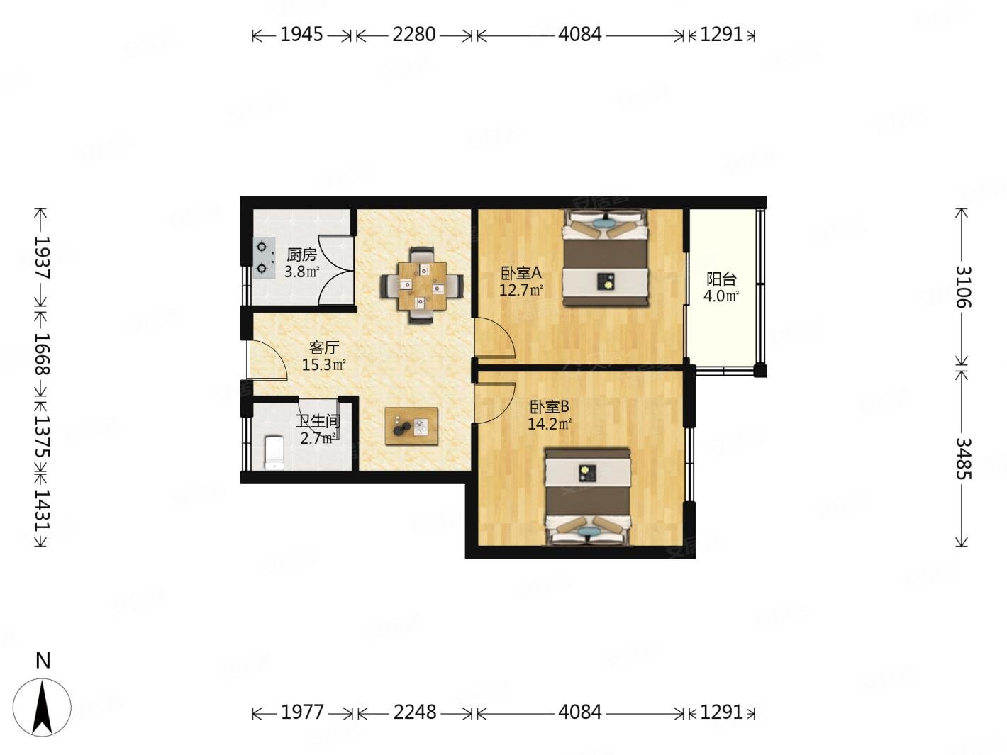实拍精装双南 全明 空间大 户型正 环境好 有车位 新街口珠