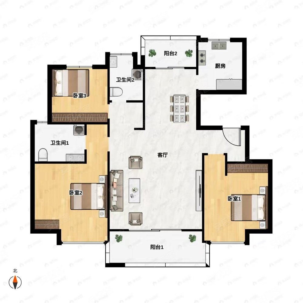阳光城丽景湾plus3室2厅2卫126.67㎡南105万