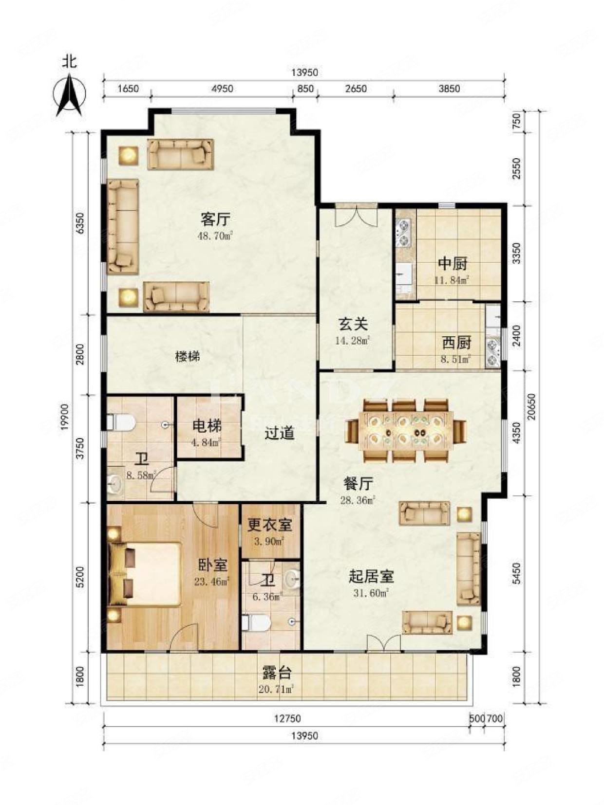 润泽御府4室4厅7卫649.01㎡南北7500万