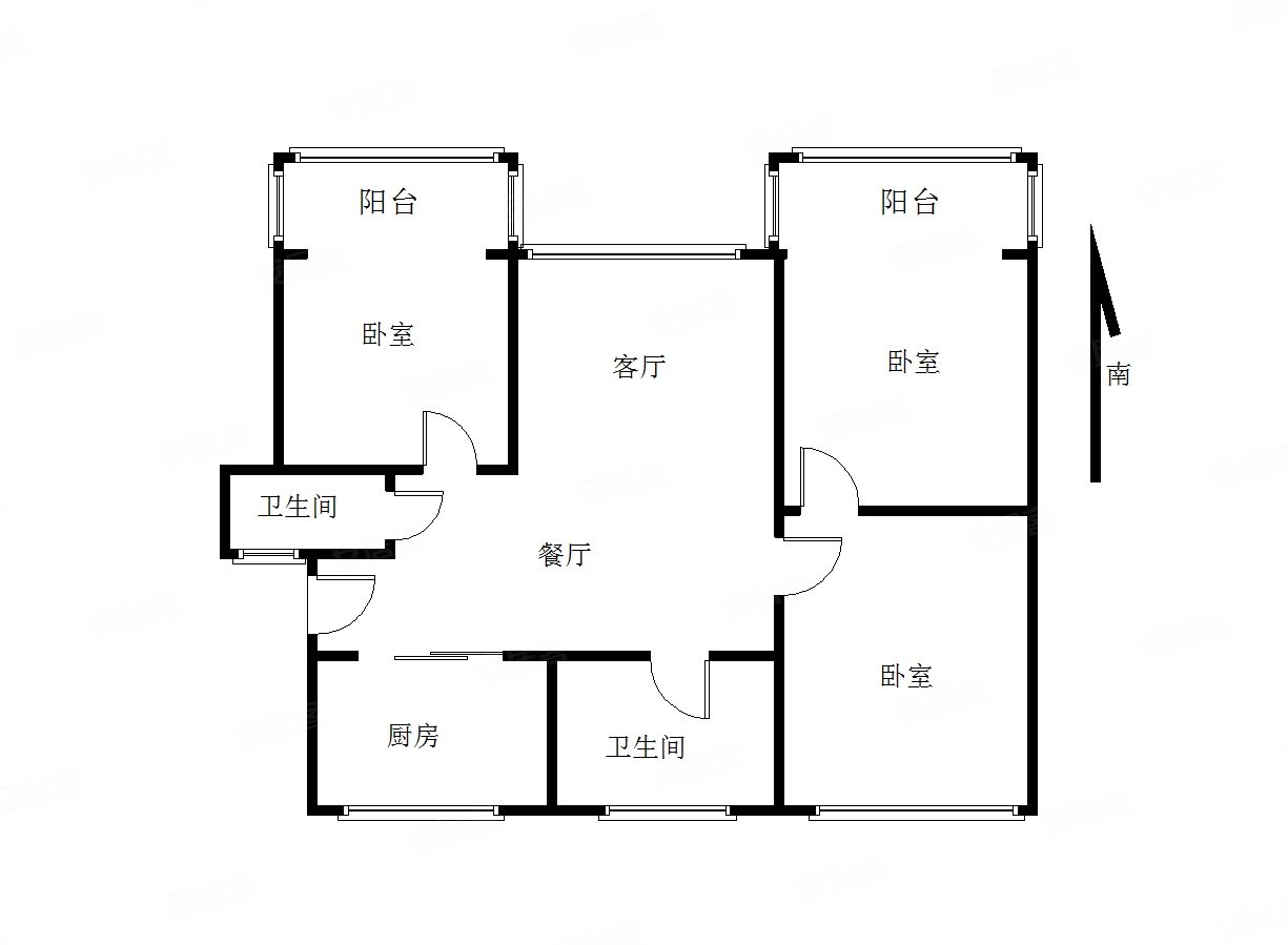 司背后2号大院3室2厅2卫95㎡南北195万