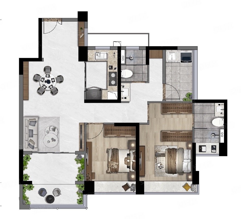 横琴金融岛内住宅三房,华发广场横琴湾二手房,407万,3室2厅,2卫,99.