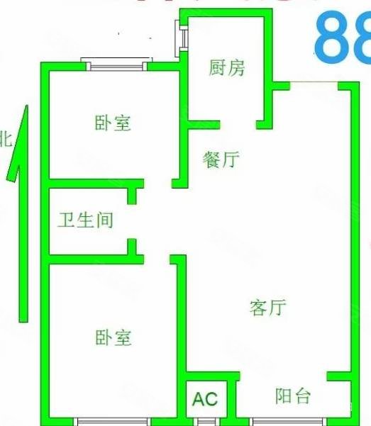 香港城2室2厅1卫95㎡南北45万