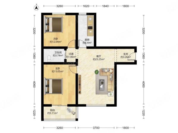 西马金润家园2室1厅1卫90.6㎡南北520万