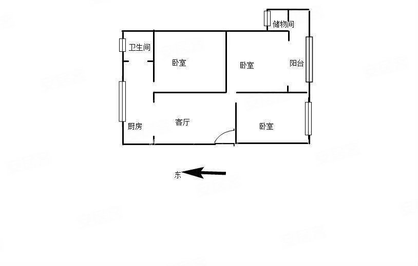 昆明市中医院职工住宅区3室1厅1卫70.77㎡南北80万