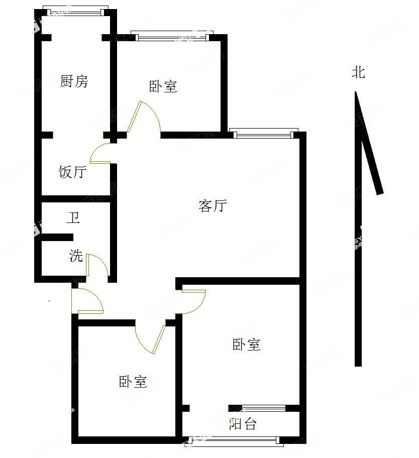 湖南小区(北区)3室2厅1卫96.35㎡南北126万