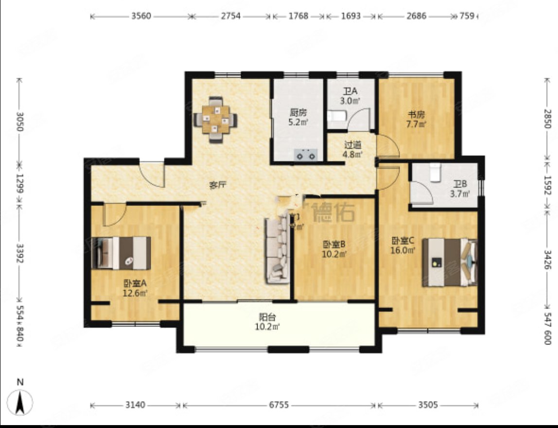 中南君悦府 商品住宅 次新小区 出行方便 双卫格局 南北通透