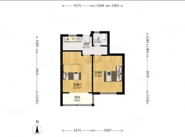 虹桥小区2室0厅1卫47.8㎡南360万