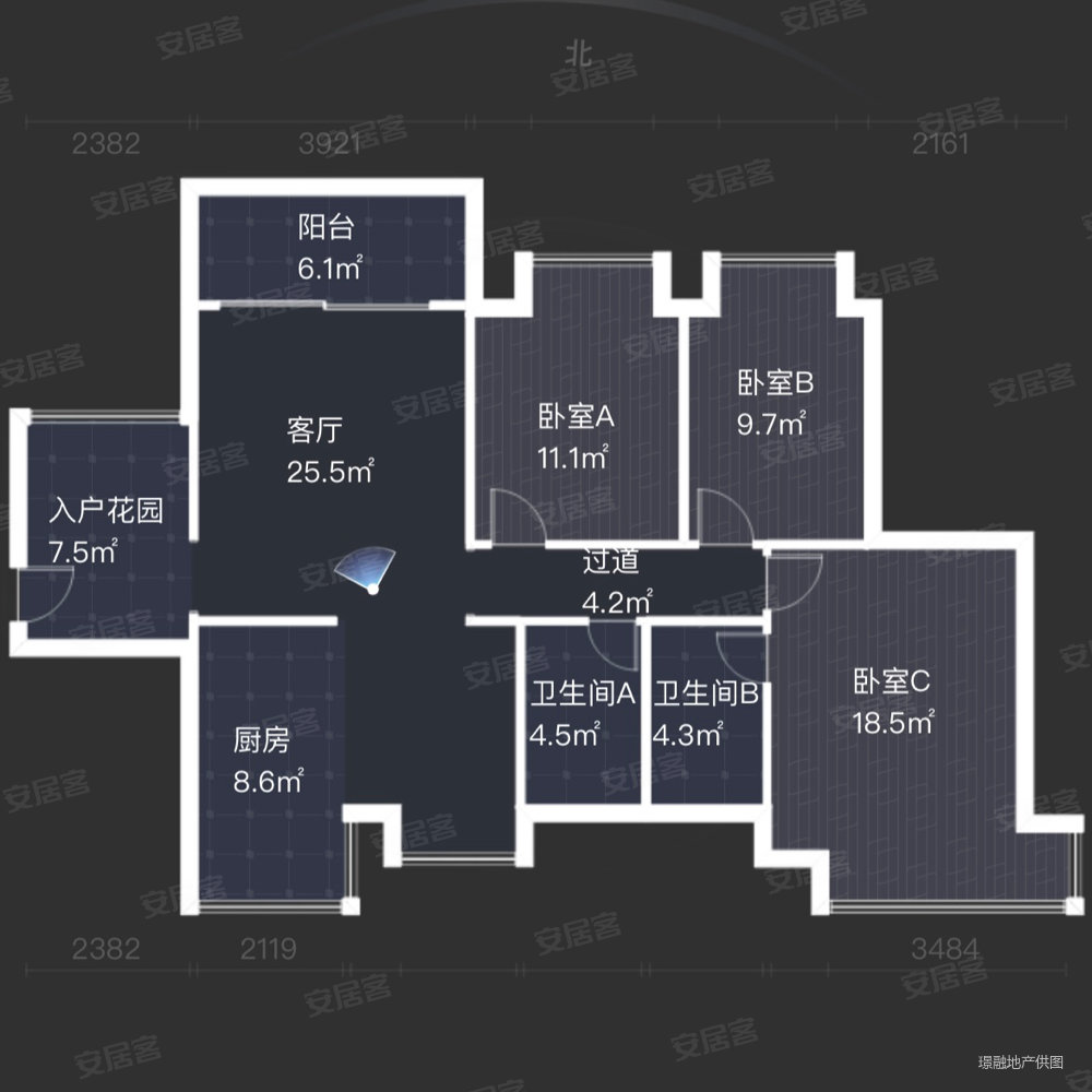 中澳春城3室2厅2卫112.44㎡南140万