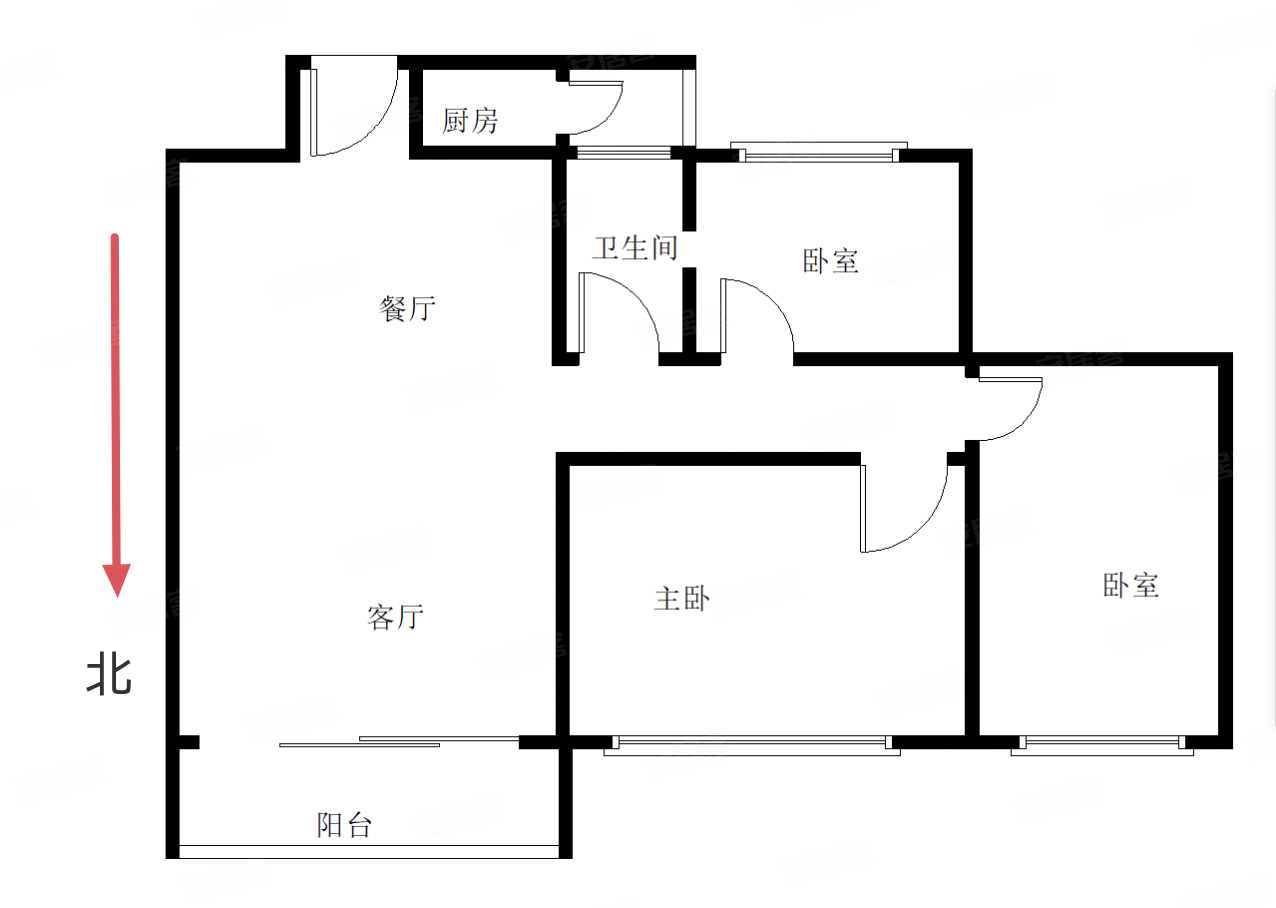 豪晴苑3室2厅1卫100.77㎡北66万