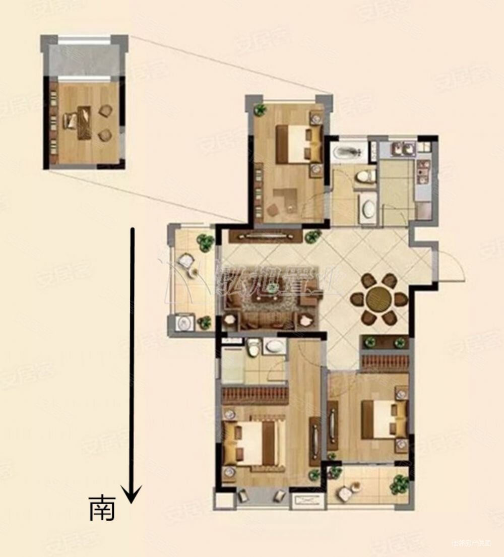 紫艺华府 高楼层视野好 车位充足 商品住宅 次新房 小三房