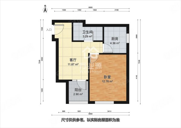 海泽苑1室1厅1卫52.31㎡南36万