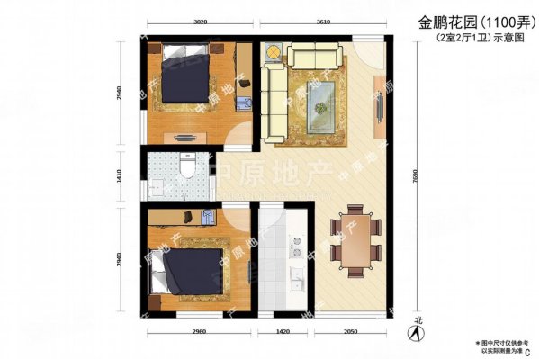 金鹏花园(东区)2室1厅1卫70.94㎡西497万