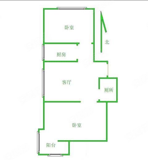 紫横家园(东区)2室1厅1卫81.25㎡南北58万