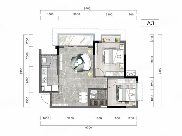 乐山市中新广场瑞松中心城简单干净的租房！长期出租优先！瑞松中心城标准的大两房！出租房源真实图片