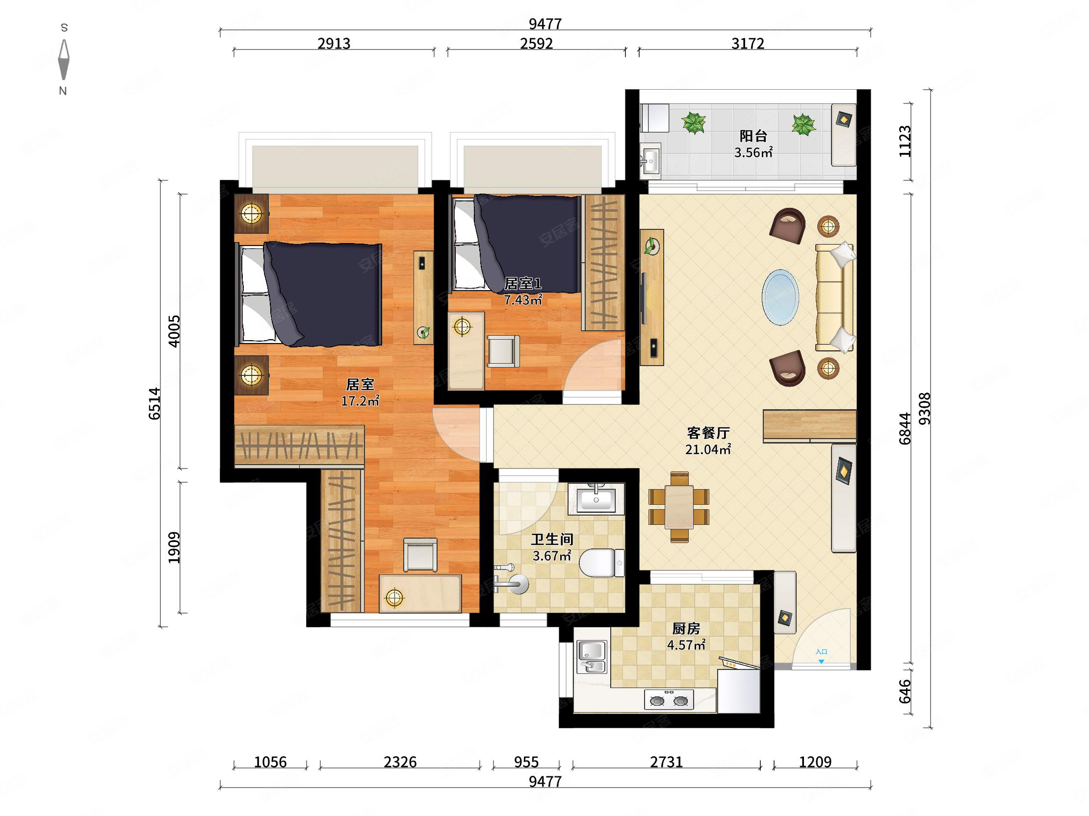 富丰君御南向两房采光充足价可谈近轻轨
