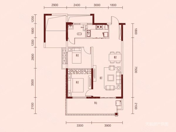 正和梦想和居2室2厅1卫86㎡南北48.8万