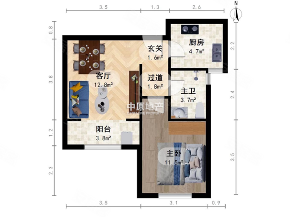 荣悦园1室1厅1卫62.93㎡南46万