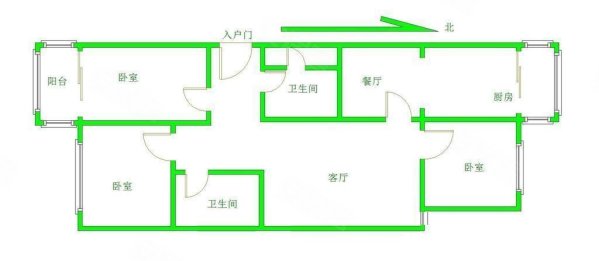 燕水佳园社区北区3室2厅2卫108㎡南北145万