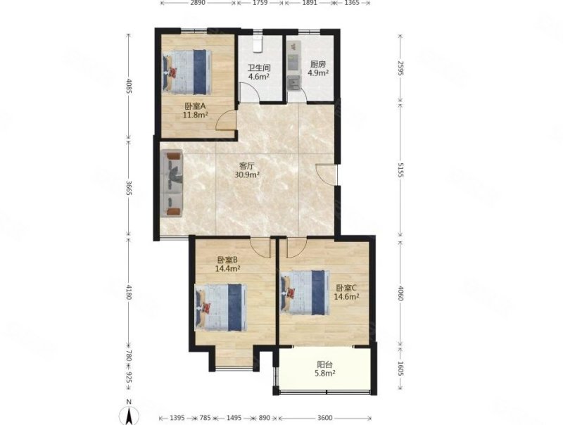 板桥 金叶花园98平86万 三房两厅诚心卖 临地铁 采光足