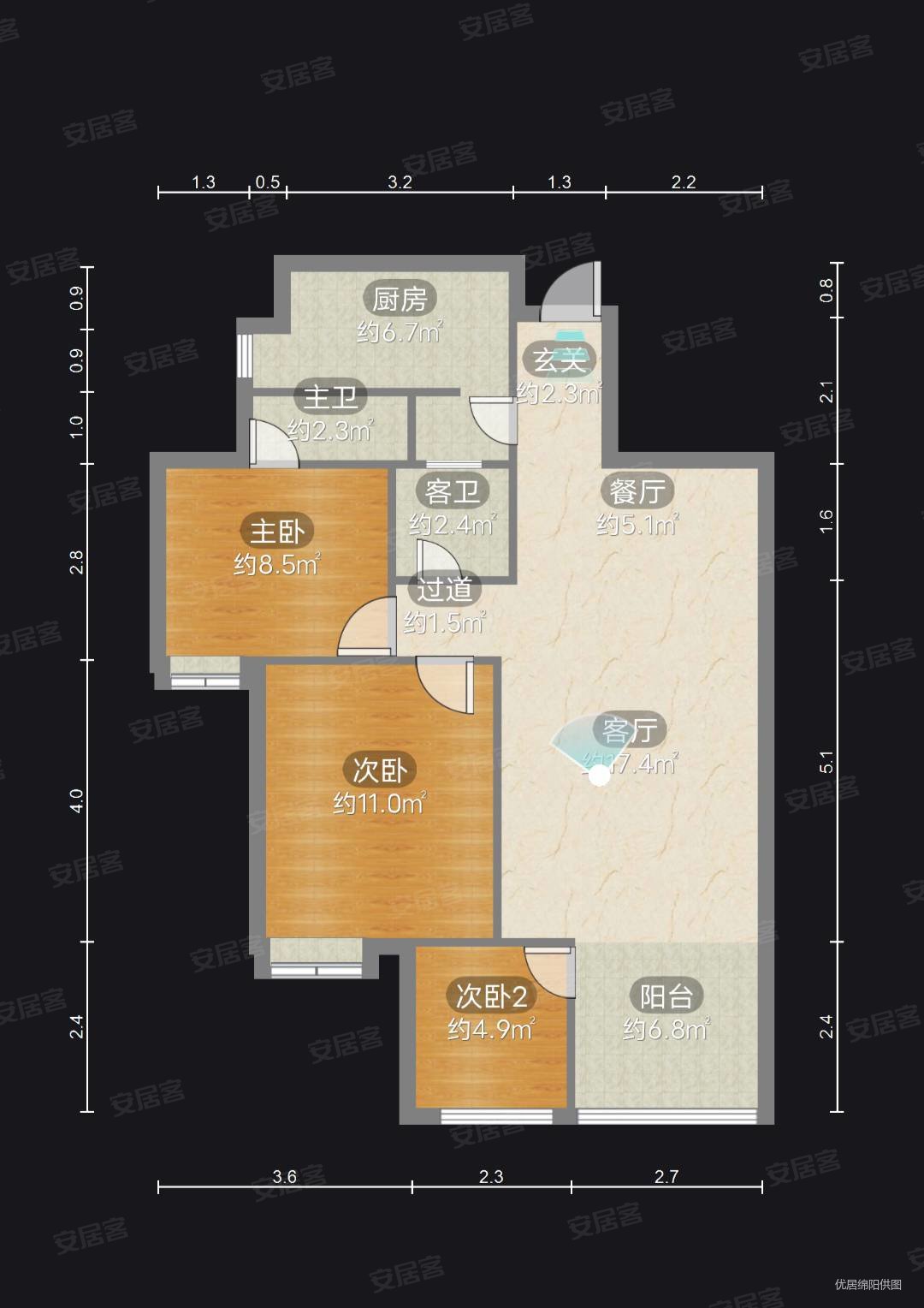 恒业塞纳阳光3室2厅2卫89㎡南北92万