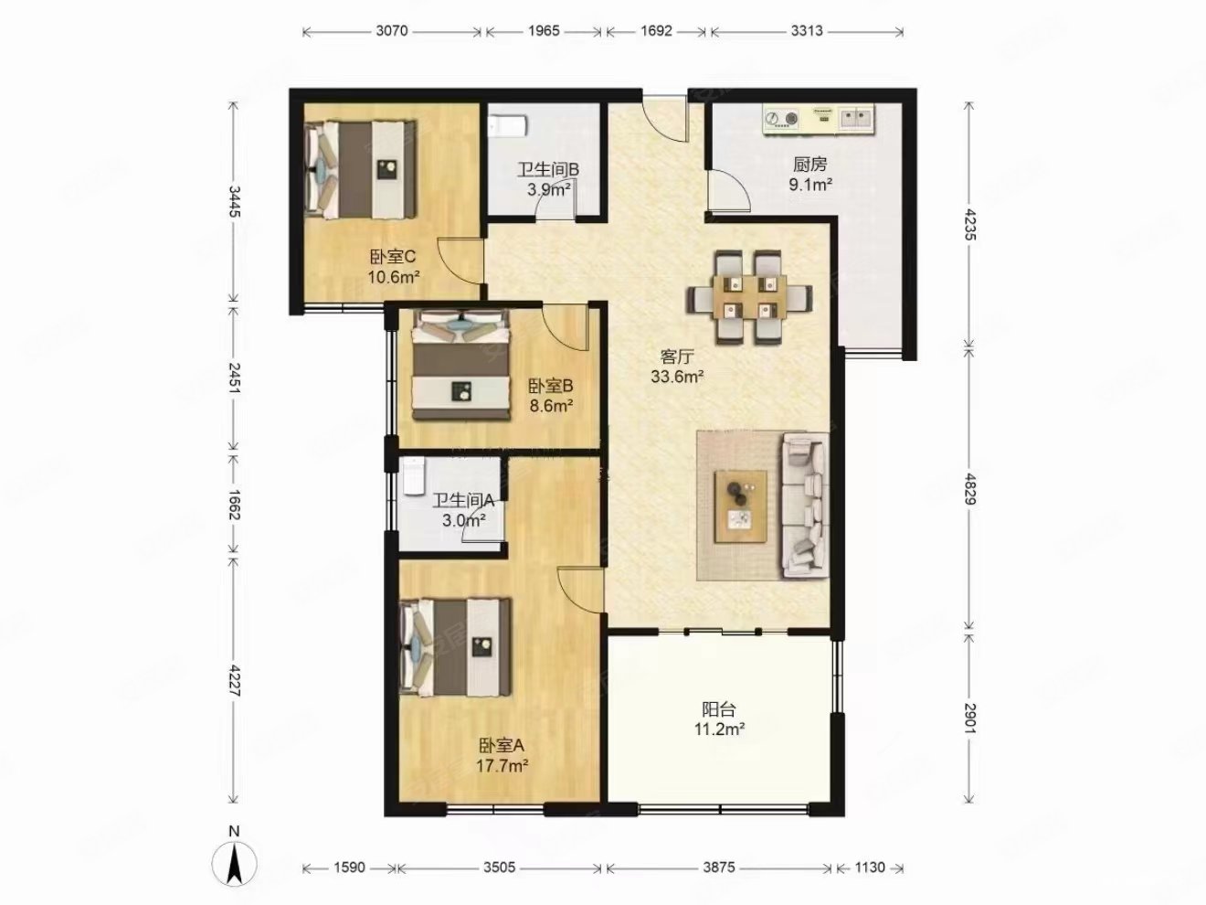 婚房三室两卫 融侨城安静楼位 全天采光 送车位
