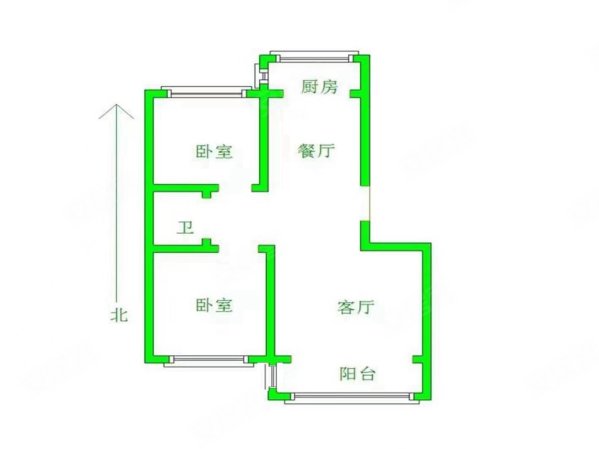 北岭三区佳苑小区2室2厅1卫85㎡南北56万