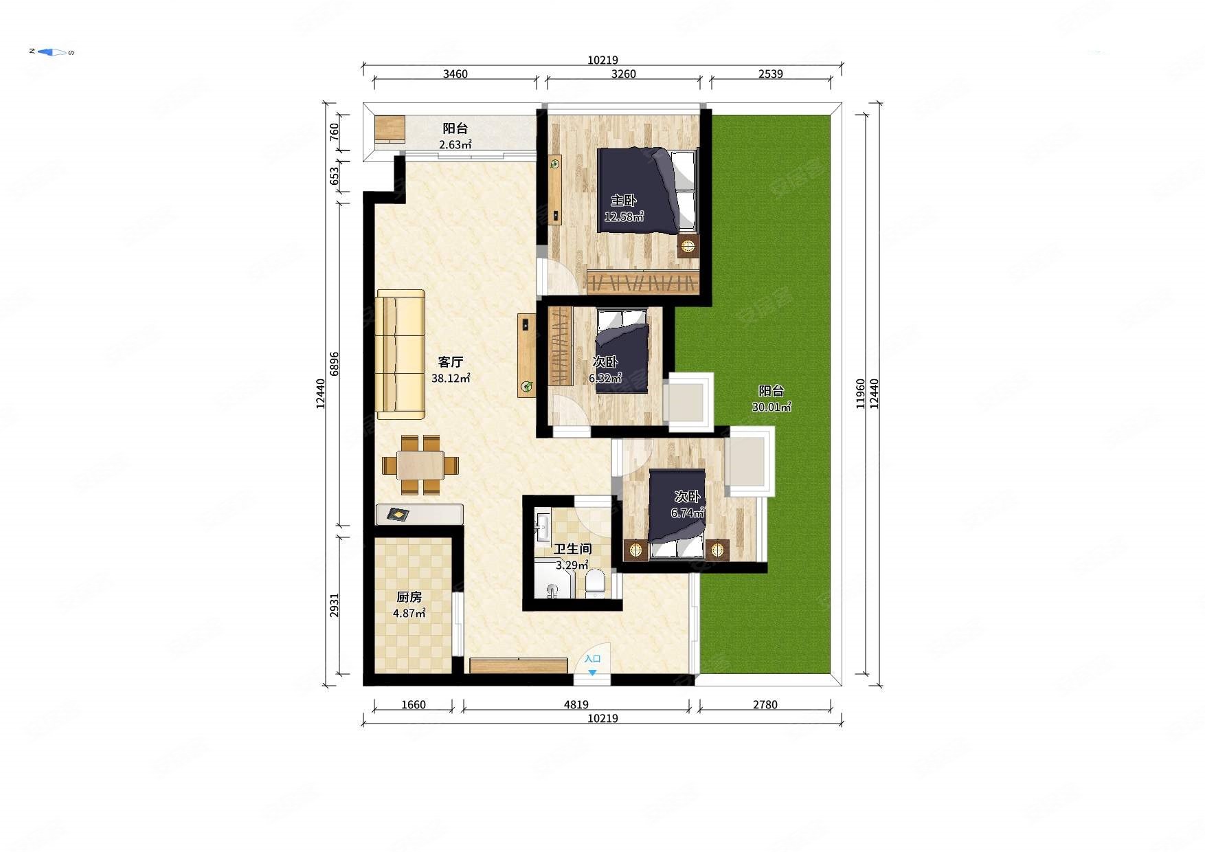 华府板块带30平台万锦城精装套三使用朝西采光好