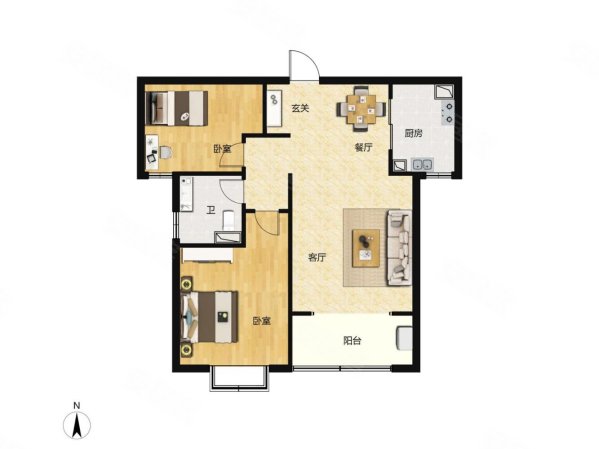 雍雅锦江2室2厅1卫91㎡南北108万