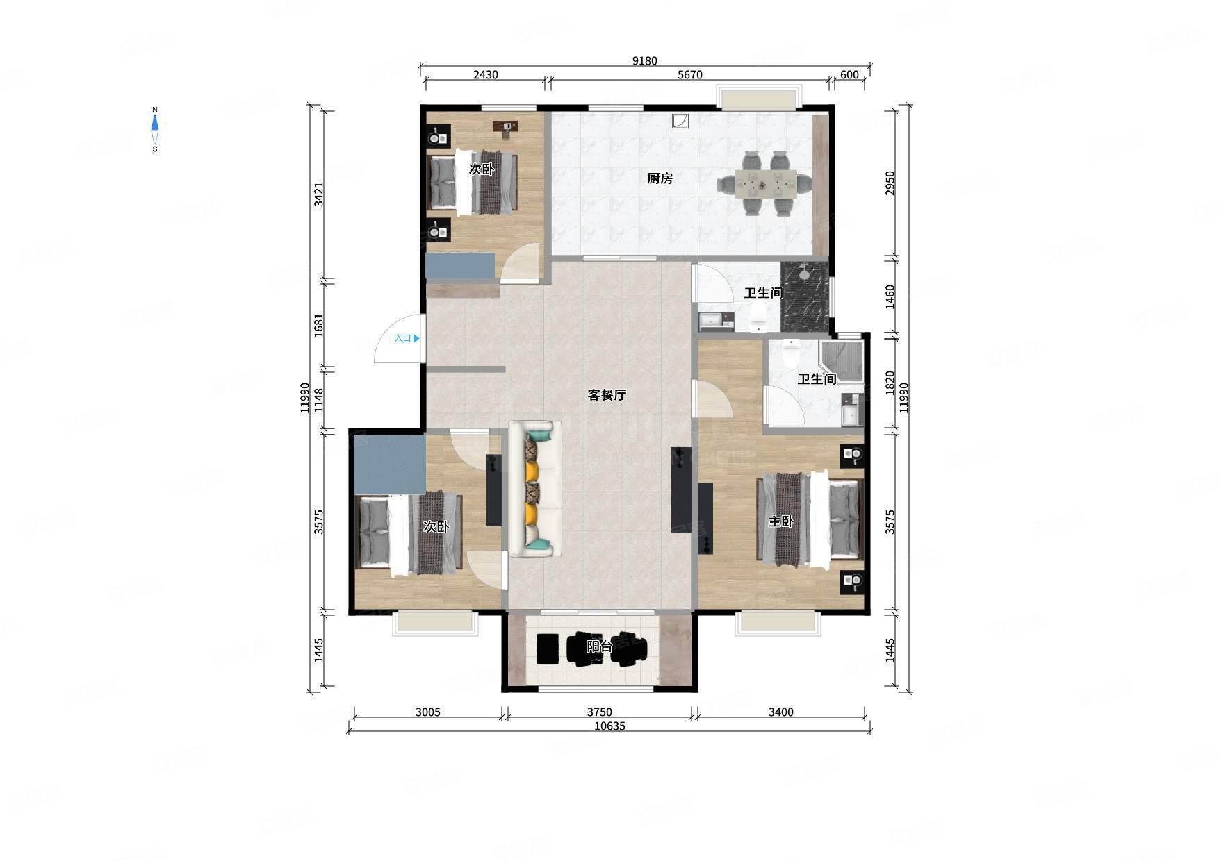 户型好,家电家具全送,中间楼层,房东随时配合看,华润江南府(南区)二手