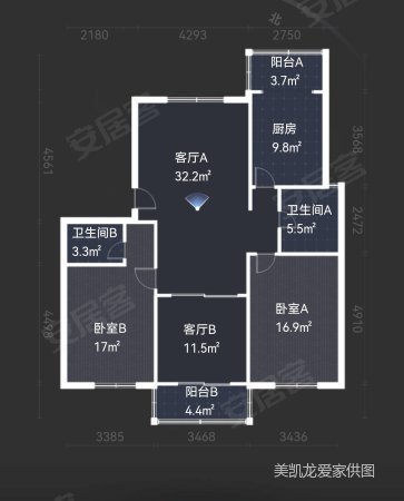 鑫通公寓4室3厅3卫122.15㎡南北280万