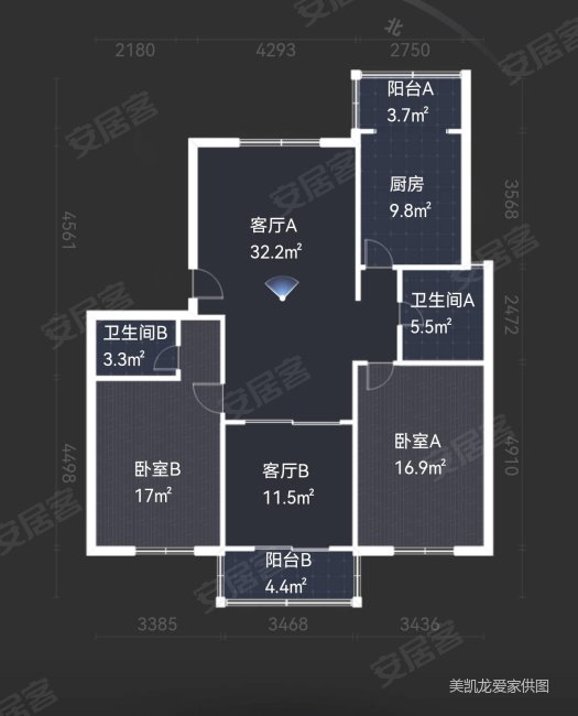 鑫通公寓4室3厅3卫122.15㎡南北280万