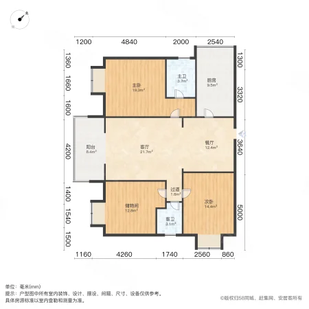 万景阳光3室2厅2卫112.03㎡南108万